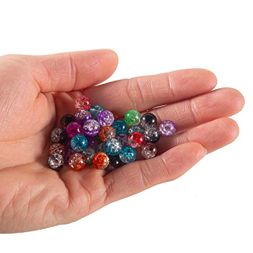 Deoot 500 PCS Crackle Beads 8mm Handcrafted Crackle Lampwork Round...