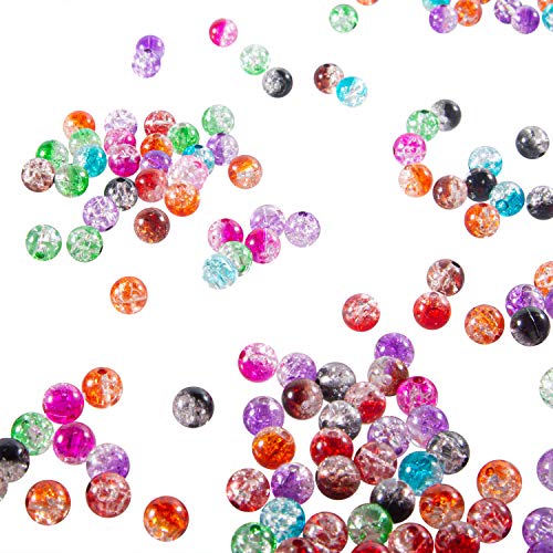 Deoot 500 PCS Crackle Beads 8mm Handcrafted Crackle Lampwork Round...
