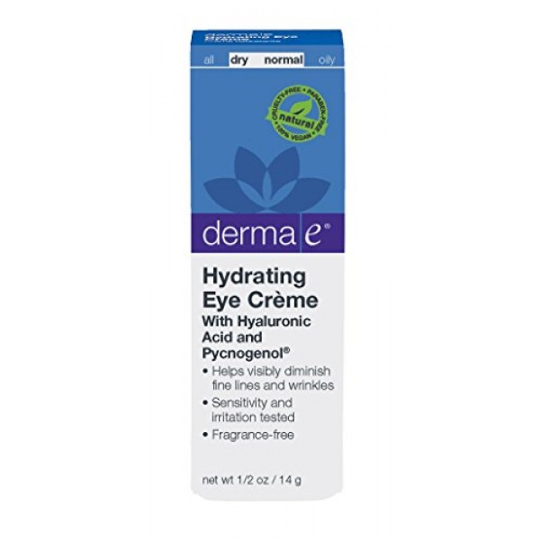 DERMA E Hydrating Eye Crme with Hyaluronic Acid and Pycnogenol 1/2 oz