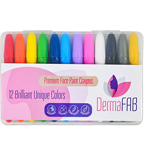 Easy Face Paint Crayons - Non-Toxic Face Painting Kit - 12 Colors ...