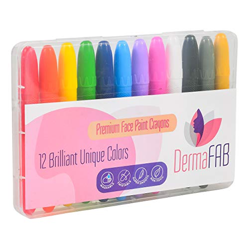 Easy Face Paint Crayons - Non-Toxic Face Painting Kit - 12 Colors ...