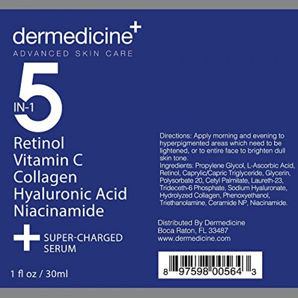 5 in 1 Potent Face Serum with Retinol, Vitamin C, Collagen, Hyalur...