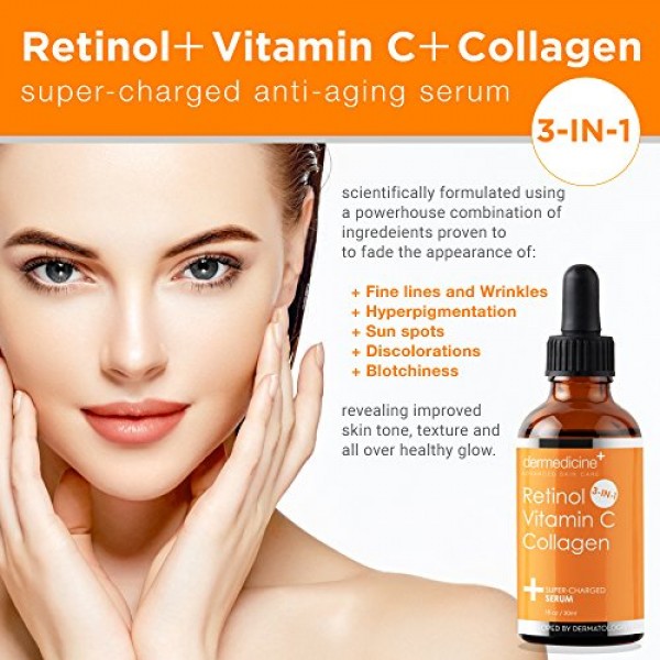 Retinol Vitamin C Collagen | Super Charged Anti-Aging Serum for Fa...