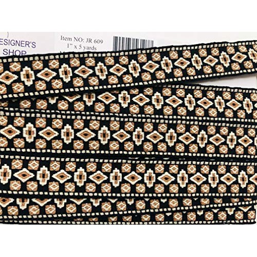 Jacquard Woven Geometric Brown/Beige, JR 609, Width : 1 25mm, 5...