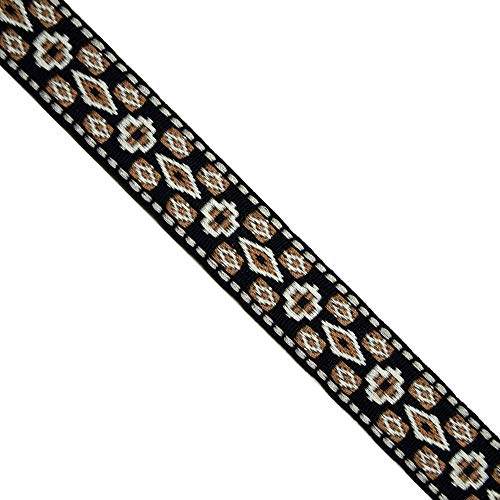 Jacquard Woven Geometric Brown/Beige, JR 609, Width : 1 25mm, 5...