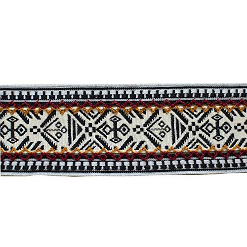 JR 684 Jacquard Woven Bohemian Black Beige Ribbon Trim Tape 2 50...