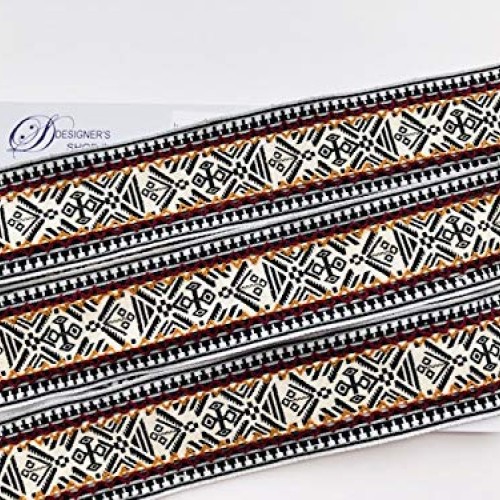 JR 684 Jacquard Woven Bohemian Black Beige Ribbon Trim Tape 2 50...