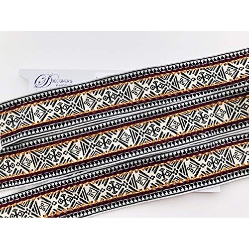 JR 684 Jacquard Woven Bohemian Black Beige Ribbon Trim Tape 2 50...