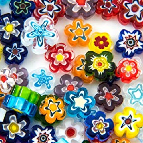 Devardi Glass COE 90 Millefiori Hi-Def Premium Fire-Polished Flowe...