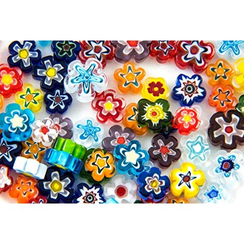 Devardi Glass COE 90 Millefiori Hi-Def Premium Fire-Polished Flowe...