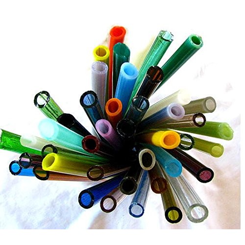 Devardi Glass Handmade Soft Glass COE 104 Mixed Color Tubing, 10 T...