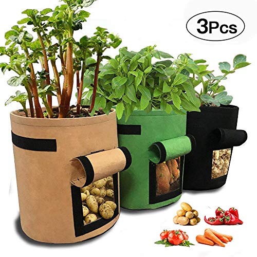 Develoo 3PCS Potato Growing Bag, 10 Gallon Planter Bags Planting P...