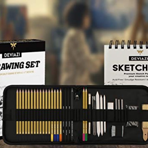 Deviazi 40-Piece Set Artist Drawing Pencils Sketching Set. Inclu...