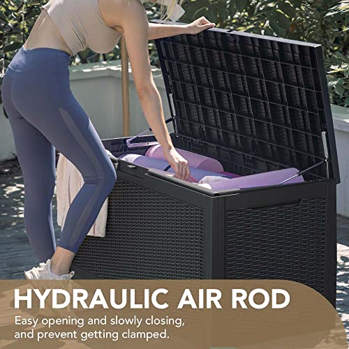 Devoko 100 Gallon Waterproof Large Resin Deck Box Indoor Outdoor L...