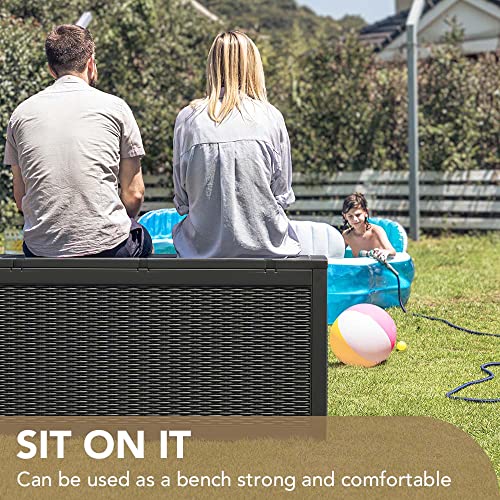 Devoko 100 Gallon Waterproof Large Resin Deck Box Indoor Outdoor L...