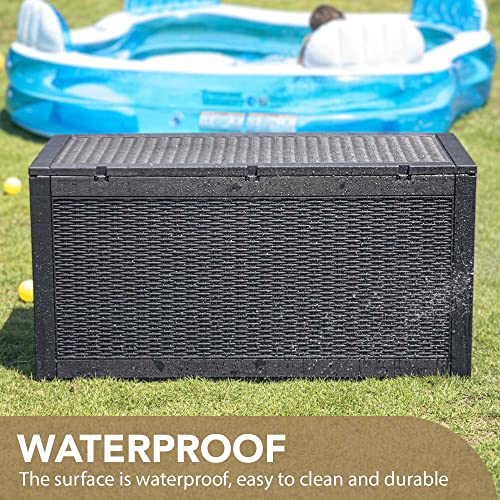 Devoko 100 Gallon Waterproof Large Resin Deck Box Indoor Outdoor L...