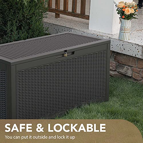 Devoko 100 Gallon Waterproof Large Resin Deck Box Indoor Outdoor L...