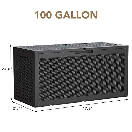 Devoko 100 Gallon Waterproof Large Resin Deck Box Indoor Outdoor L...