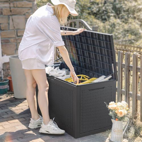 Devoko 100 Gallon Waterproof Large Resin Deck Box Indoor Outdoor L...