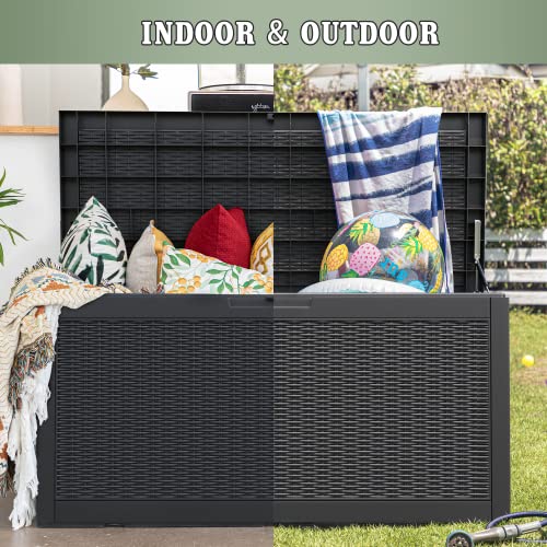 Devoko 100 Gallon Waterproof Large Resin Deck Box Indoor Outdoor L...
