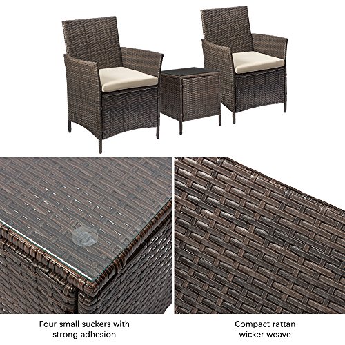 Devoko Patio Porch Furniture Sets 3 Pieces PE Rattan Wicker Chairs...