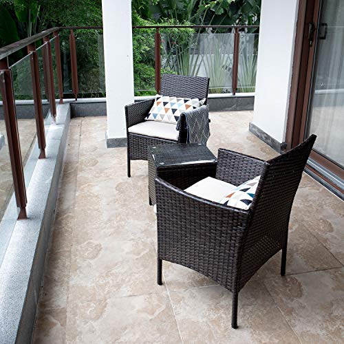 Devoko Patio Porch Furniture Sets 3 Pieces PE Rattan Wicker Chairs...