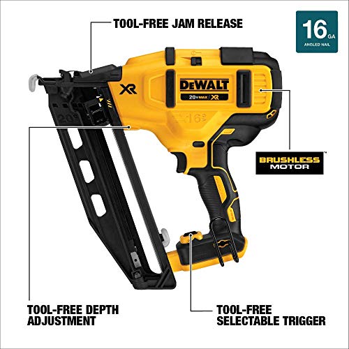 DEWALT 20V MAX Finish Nailer, Angled, 16GA, Tool Only DCN660B