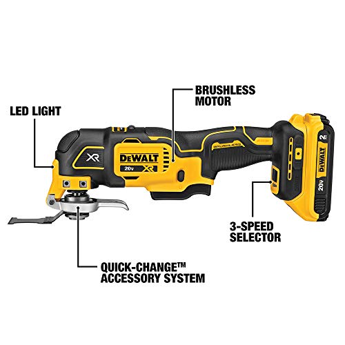 DEWALT 20V MAX XR Oscillating Multi-Tool Kit, Variable Speed DCS3...