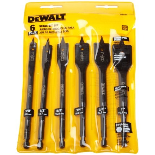 DEWALT Drill Bit Set, Spade Bits, Assorted, 3/8-Inch to 1-Inch, 6-...
