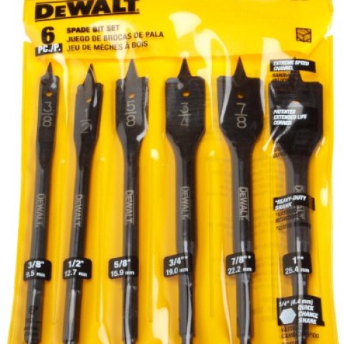 DEWALT Drill Bit Set, Spade Bits, Assorted, 3/8-Inch to 1-Inch, 6-...