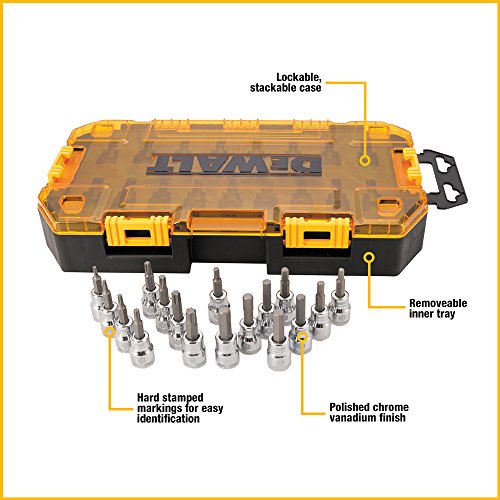 DEWALT Drive Socket Set, SAE/Metric, 3/8-Inch Drive, 17-Piece DWM...