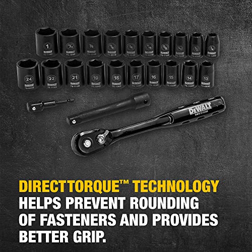 DEWALT Impact Socket Set, 23-Piece, 1/2 Drive Metric/SAE DWMT74739
