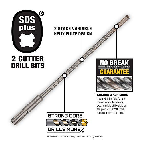 DEWALT SDS+ Hammer Bit, Rock Carbide, 1-1/8-Inch x 8-Inch x 10-Inc...