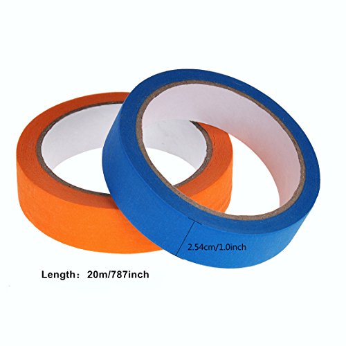 DEWEL Bright Colored Masking Tape,6 Pack 1 Inch 22 Yard Rolls Boar...