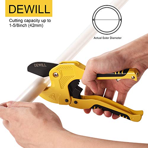 DEWILL Ratchet PVC Pipe Cutters, One-hand Fast Pipe Cutting Tool, ...