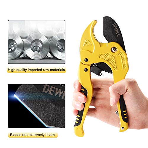 DEWILL Ratchet PVC Pipe Cutters, One-hand Fast Pipe Cutting Tool, ...