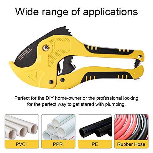 DEWILL Ratchet PVC Pipe Cutters, One-hand Fast Pipe Cutting Tool, ...
