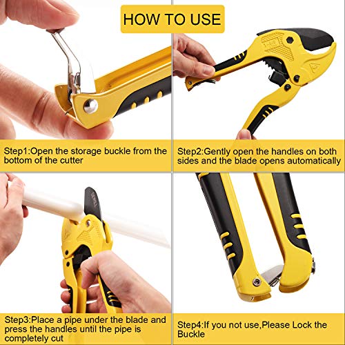 DEWILL Ratchet PVC Pipe Cutters, One-hand Fast Pipe Cutting Tool, ...