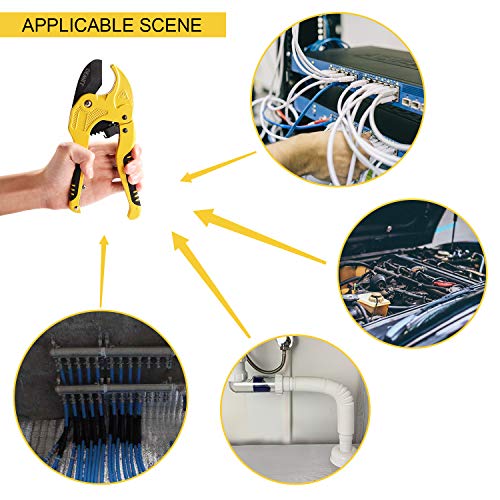 DEWILL Ratchet PVC Pipe Cutters, One-hand Fast Pipe Cutting Tool, ...