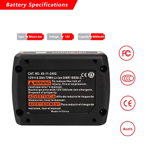 DEWQKI 2 Pack 6000mAh 12V Lithium Ion Replacement Battery Compatib...