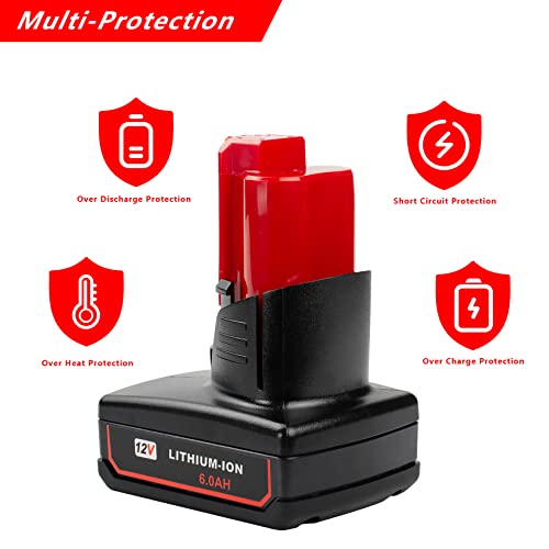 DEWQKI 2 Pack 6000mAh 12V Lithium Ion Replacement Battery Compatib...