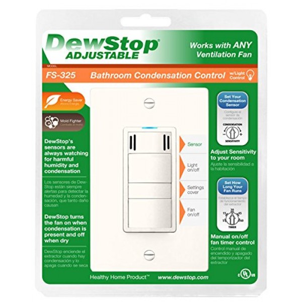 DewStop FS-325-A1 Adjustable Bathroom Fan Control and Light Switch...