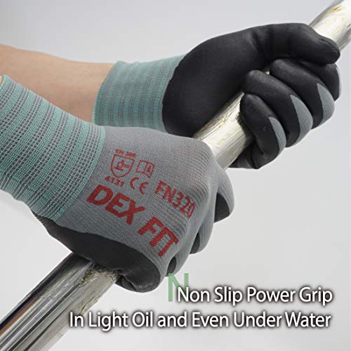 DEX FIT Nitrile Work Gloves FN320, 3D Comfort Stretch Fit, Power G...