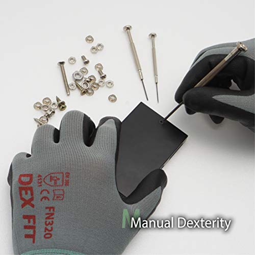 DEX FIT Nitrile Work Gloves FN320, 3D Comfort Stretch Fit, Power G...