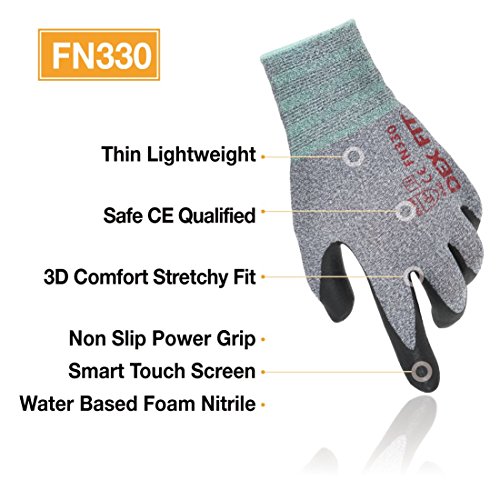 DEX FIT Nitrile Work Gloves FN330, 3D Comfort Stretch Fit, Durable...