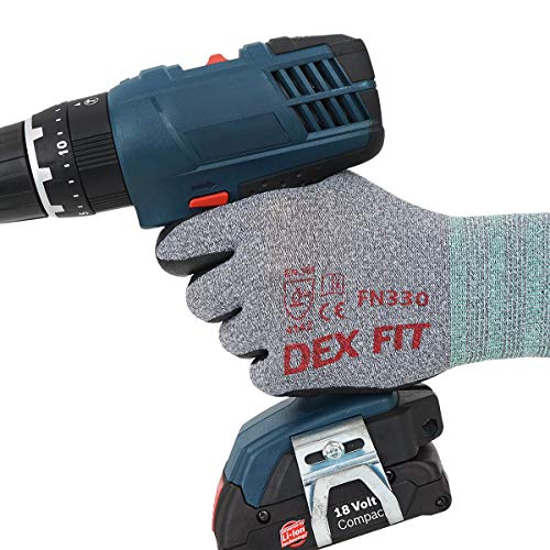 DEX FIT Nitrile Work Gloves FN330, 3D Comfort Stretch Fit, Durable...
