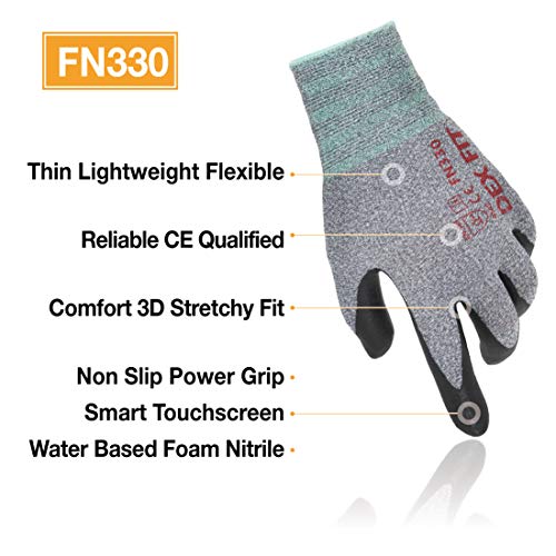 DEX FIT Nitrile Work Gloves FN330, 3D Comfort Stretch Fit, Power G...