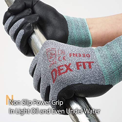 DEX FIT Nitrile Work Gloves FN330, 3D Comfort Stretch Fit, Power G...