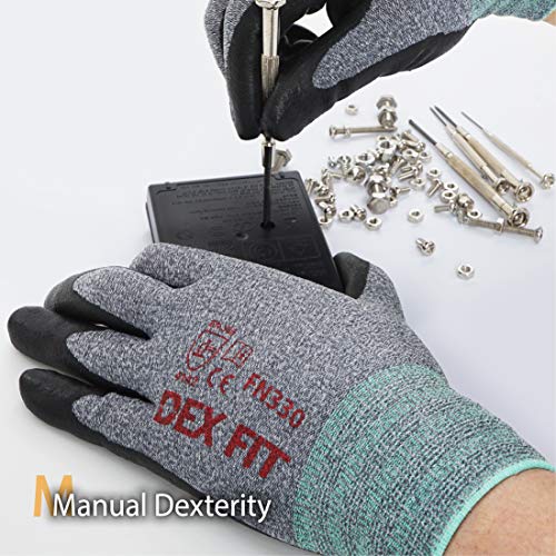 DEX FIT Nitrile Work Gloves FN330, 3D Comfort Stretch Fit, Power G...