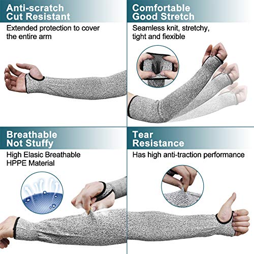 DEYAN Cut Resistant Sleeves, Level 5 Arm Protection Sleeves with T...